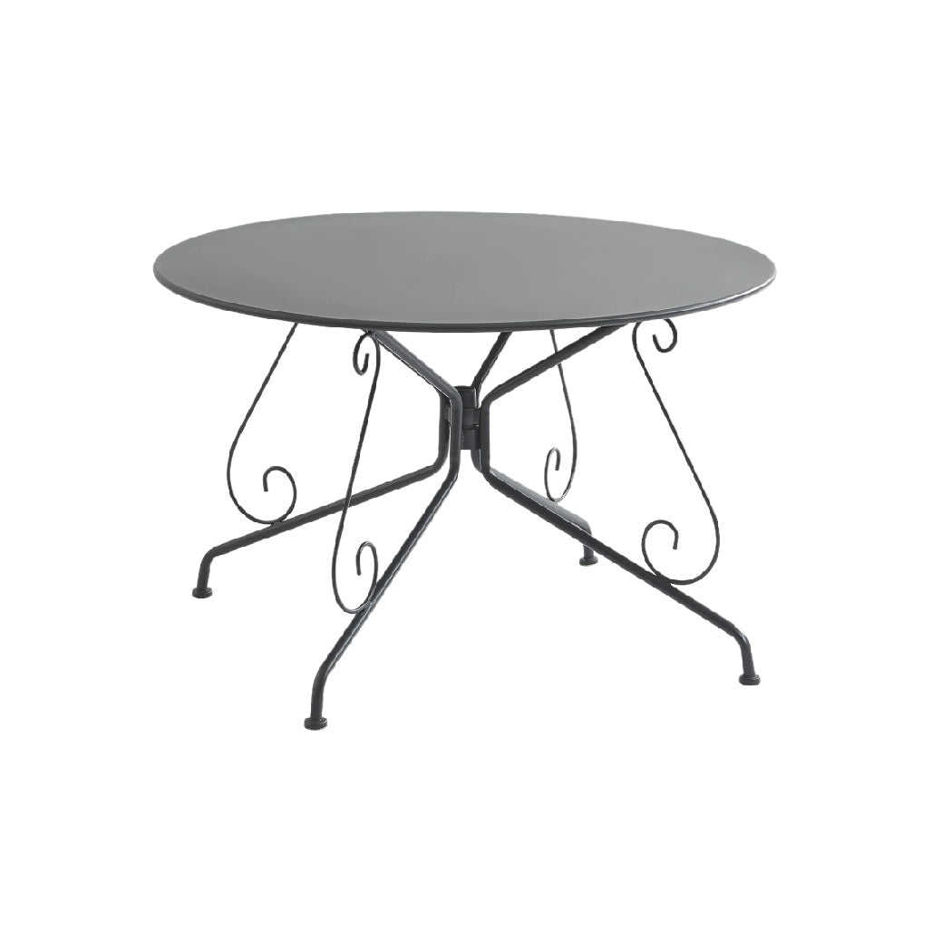 Round Metal Table with Decorative Iron Legs