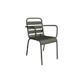 Modern Metal Outdoor Dining Chair with Slatted Design