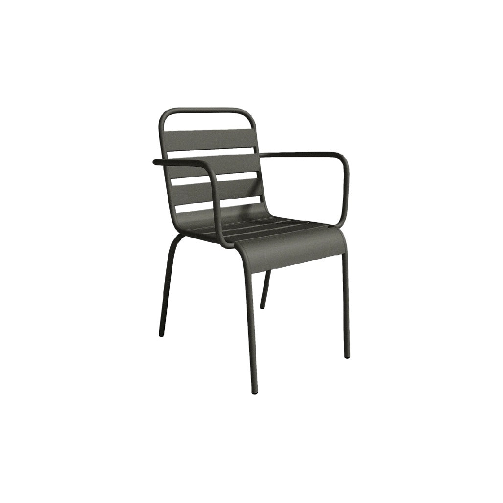 Modern Metal Outdoor Dining Chair with Slatted Design