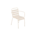 Minimalist White Metal Outdoor Chair with Slatted Design