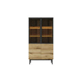 Modern Wooden Display Cabinet with LED Lighting and Glass Doors